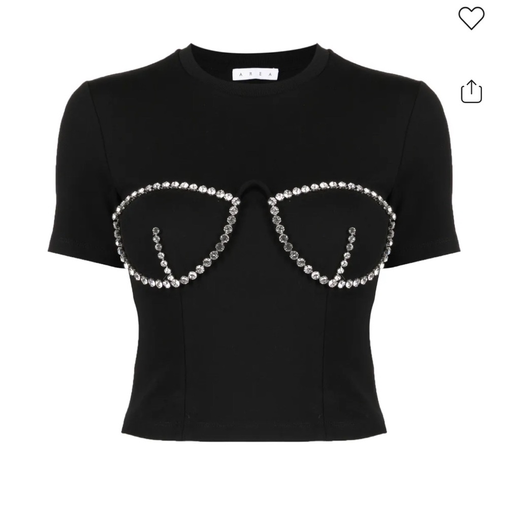 AREA Black Crystal Bustier Crop Top